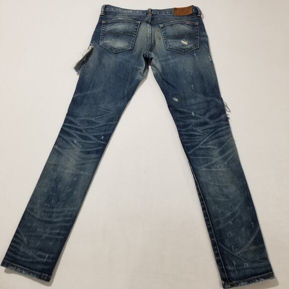 Polo Ralph Lauren Jeans 29 Tompkins Patches Distressed Skater Skinny Band Preppy - Picture 2 of 12
